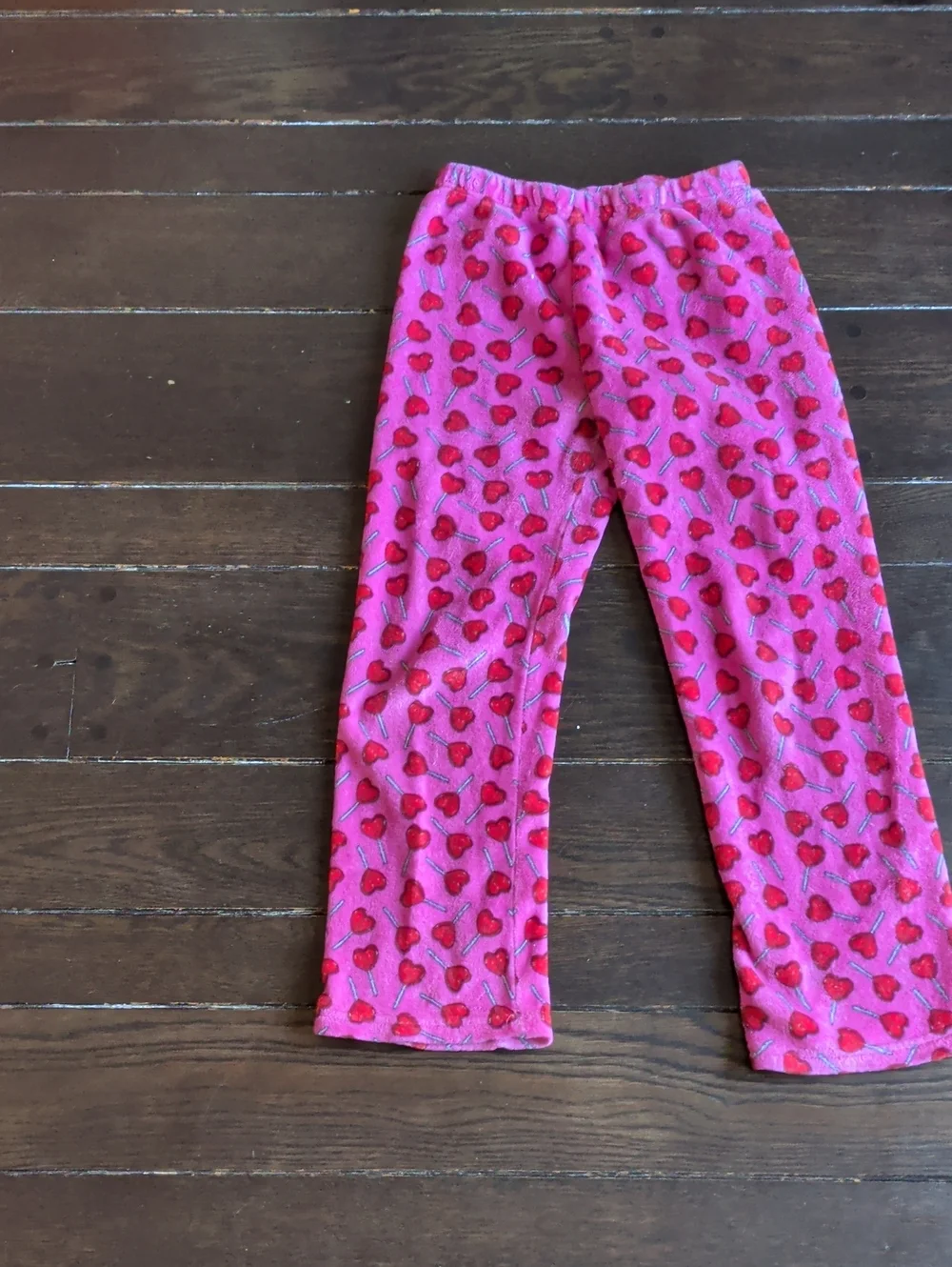 Girls' Pink Heart Print Fleece Pajama Pants